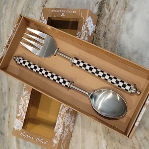 NIB Mackenzie-Childs Supper Club Salad Serving Set- Courtly Check